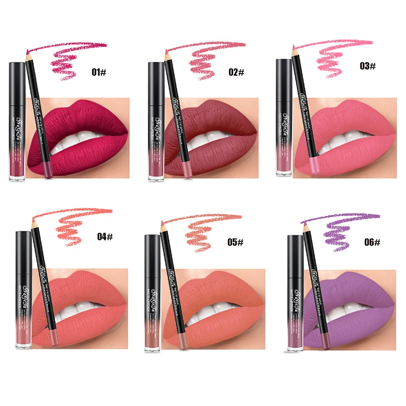 2 шт./компл. жидкая матовая помада губы карандаш стойкий макияж водостойкая Mate Lip