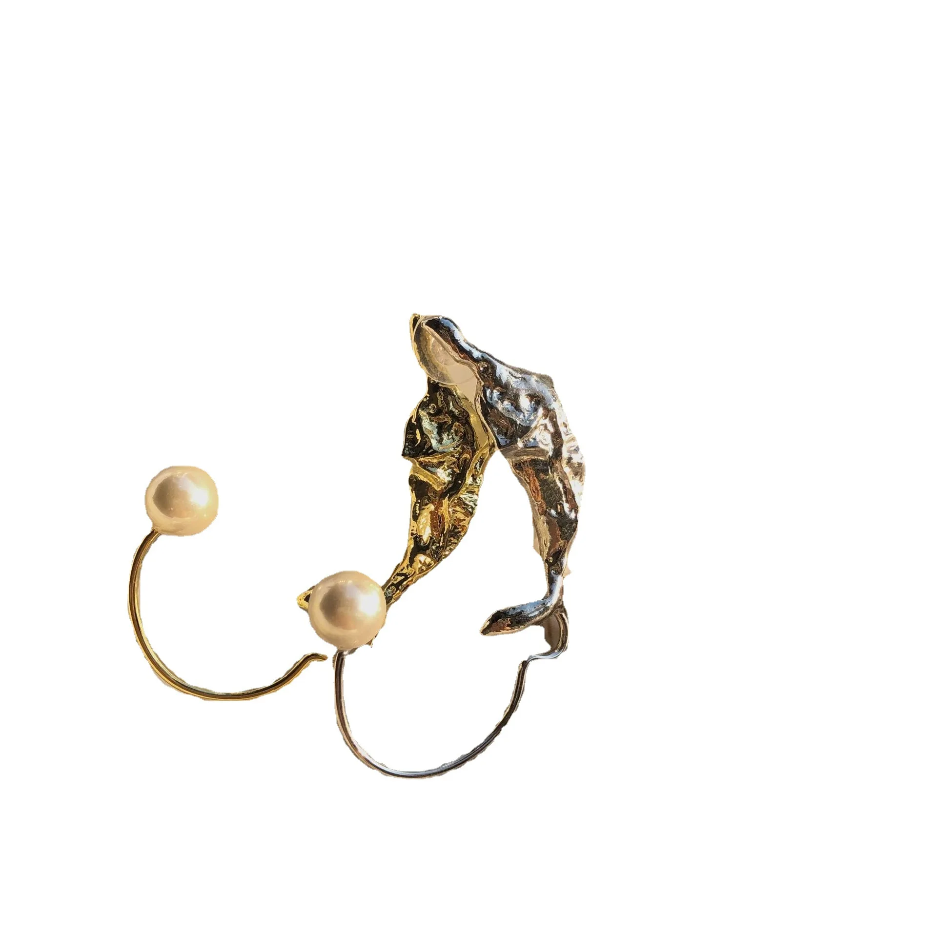 

Irregular Tinfoil Earrings for Women's Minority Design Personalized Punk Indifference Pearl Earrings