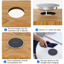 10W Fast Waterproof Wireless Charging Pad Furniture Embedded Restaurant Table Wireless Phone Charger