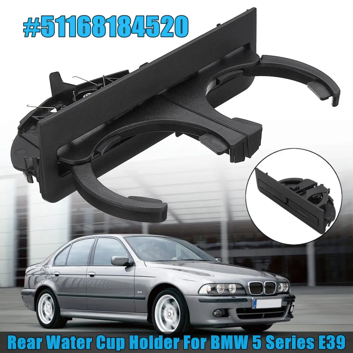 

x-Black rear double cup 2 drinking water holder for 5 series E39#51168184520