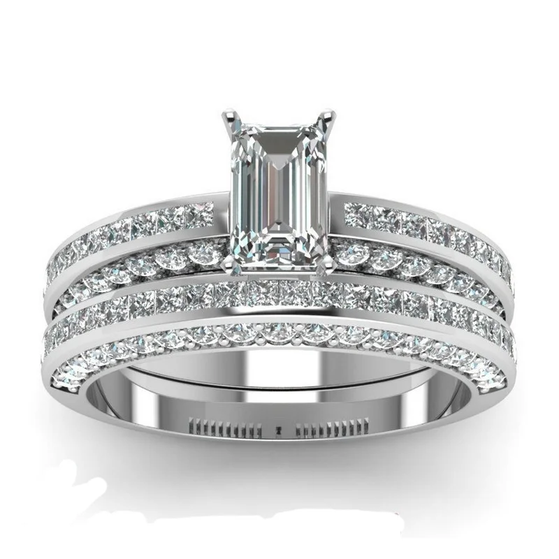 

2020 2pcs/set Fashion Crystal Zircon Women Ring Set For Women Accessories Jewelry Anniversary Gift Vintage Wedding Band