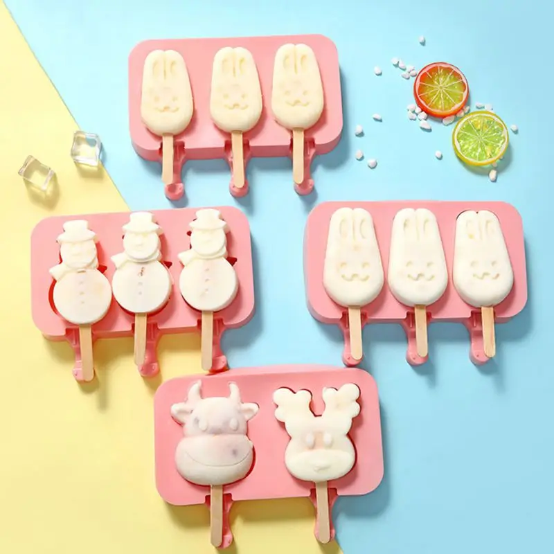 Симпатичная форма для мороженого с крышкой силиконовая домашнего ручной работы