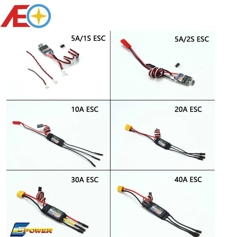 AEORC E Power ESC контроллер скорости двигателя 1s5a 2S5A 10A 20A 30A 40A бесщеточный с UBEC
