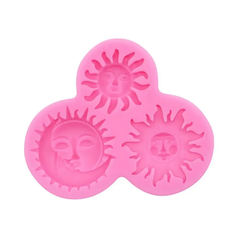 

Sun and Moon Face Soft Silicone Mold Starry Lunar Keychain Mold DIY Silicone Baking Molds Silicone UV Resin Casting Mold