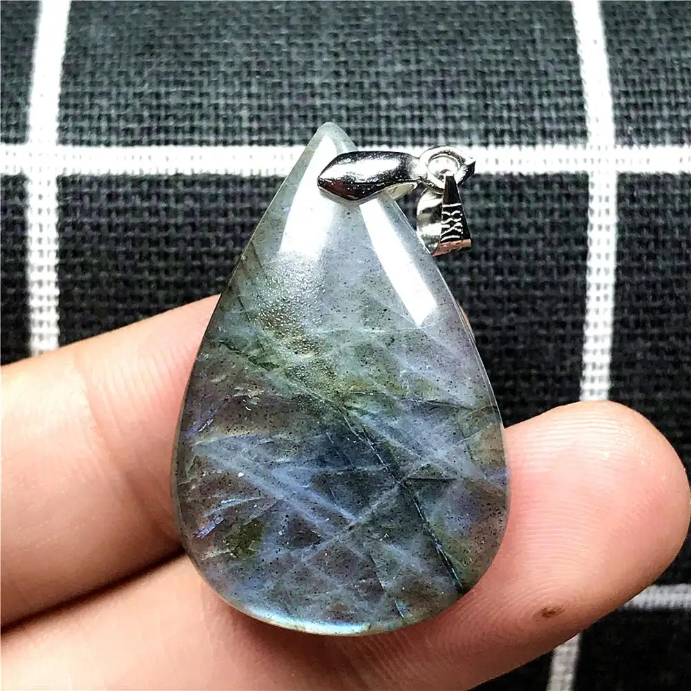 Подвеска из натурального Лабрадорита для женщин мужчин синий светильник