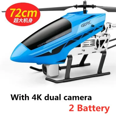 Dual 4K Camera LED Blue Helicopter 2 batteries