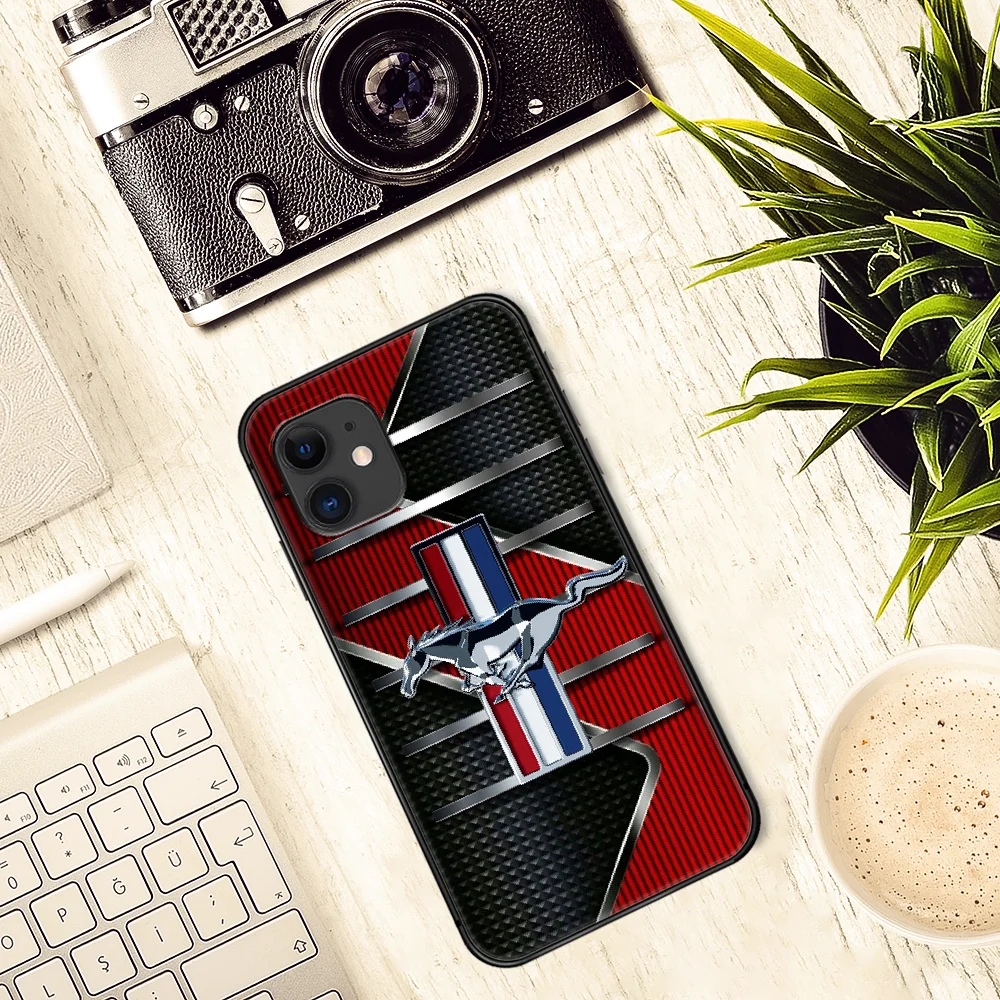 

mustang Sports car Phone Case Cover Hull For iphone 5 5s se 2020 6 6s 7 8 12 mini plus X XS XR 11 PRO MAX black Cover Soft Etui