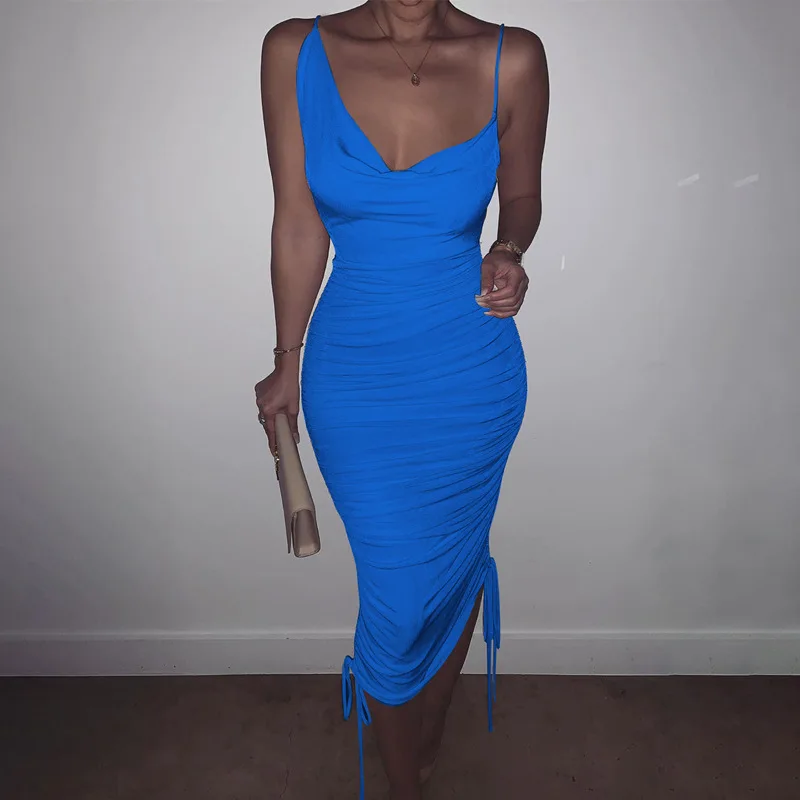 Летний стиль 2020 Новое поступление платье на бретельках завязках плиссированное