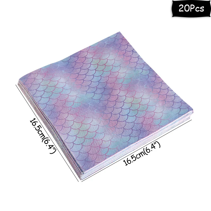 20pcs napkins MEIDDING девушка день рождения одноразовая посуда набор Русалка Вечерние воздушные шары тарелки чашки баннер для свадебного оформления Baby Shower - Цвет: 20pcs napkins