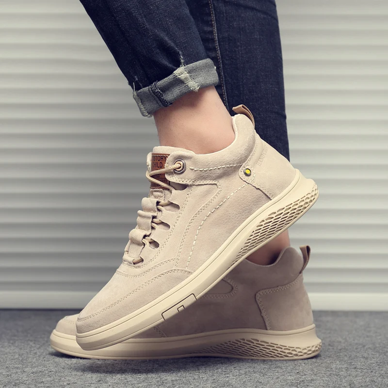 

New Arrival 2020 Men Casual Shoes Brown Men Designer Sneakers Mid-Top Flats Shoes For Mens Brand Fashion Man Lace Up Sneakers