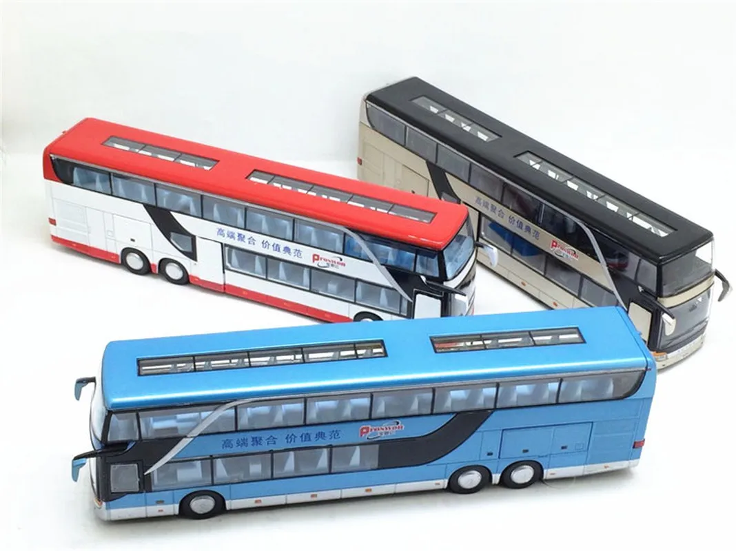 Sale High Quality 1:32 Alloy Pull Back Bus Imitation Double Sightseeing flash Toy Vehicle Children's Birthday Present | Игрушки и