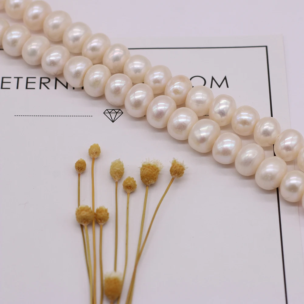

Natural Freshwater Pearl Beads Oblate Round Loose Pearls For DIY Craft Charm Bracelet Necklace Jewelry Accessories Making 36cm