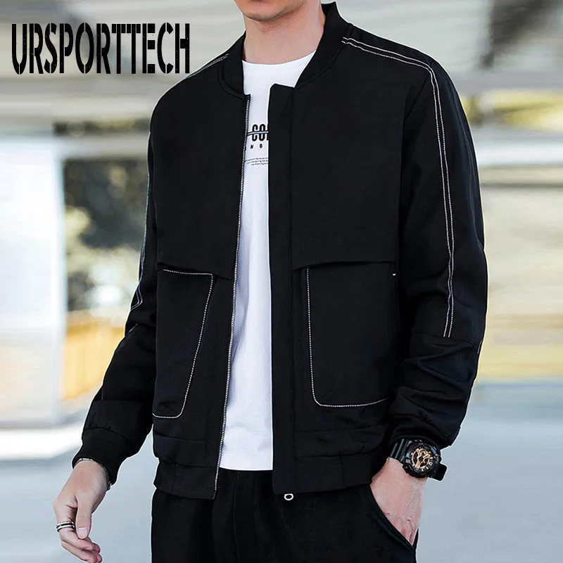 

URSPORTTECH Autumn Winter Men Clothing Jacket Coat Oversized Men Jackets Zippe Coat Male Windbreaker Velvet Outdoor Jacket Men