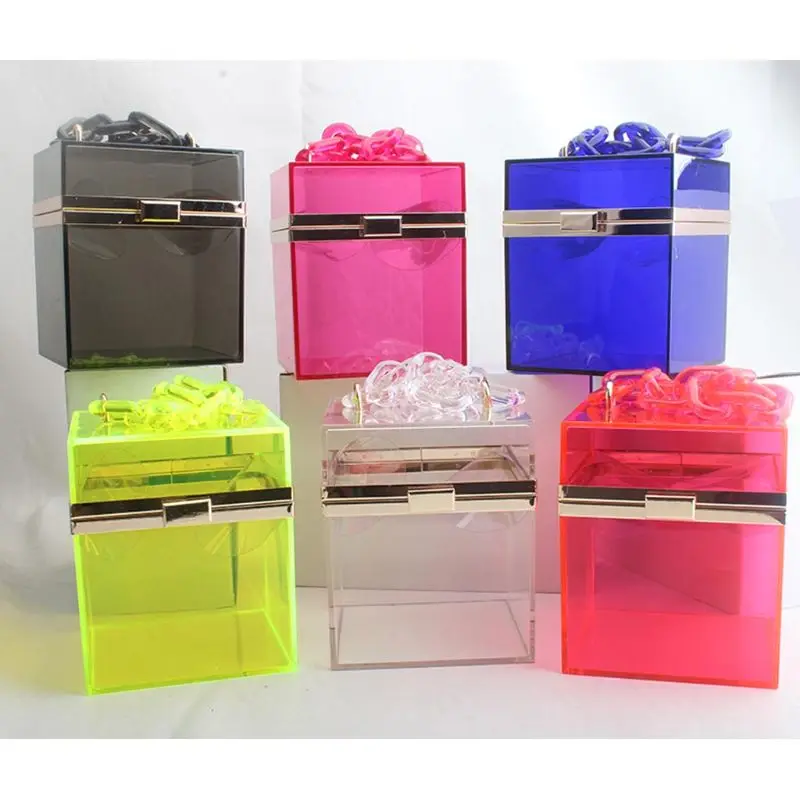 

Transparent Clear Acrylic Party Prom Clutch Purse Chain Strap for Women Girls 20CA