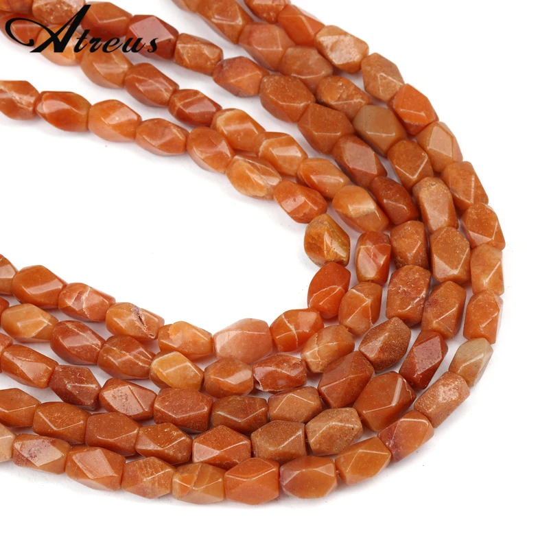 

Atreus 8x13mm 10x14mm Natural Red Tanglin Stone Beads Geometric Faceted Beads For Jewelry Making DIY Beaded Bracelet Necklace