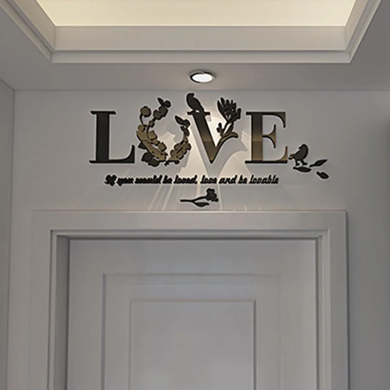 

Removable 3D Leaf LOVE Wall Sticker Art Acrylic DIY Decals Home Bedroom Decor Home Decoration Wall Decal Home Decor-30