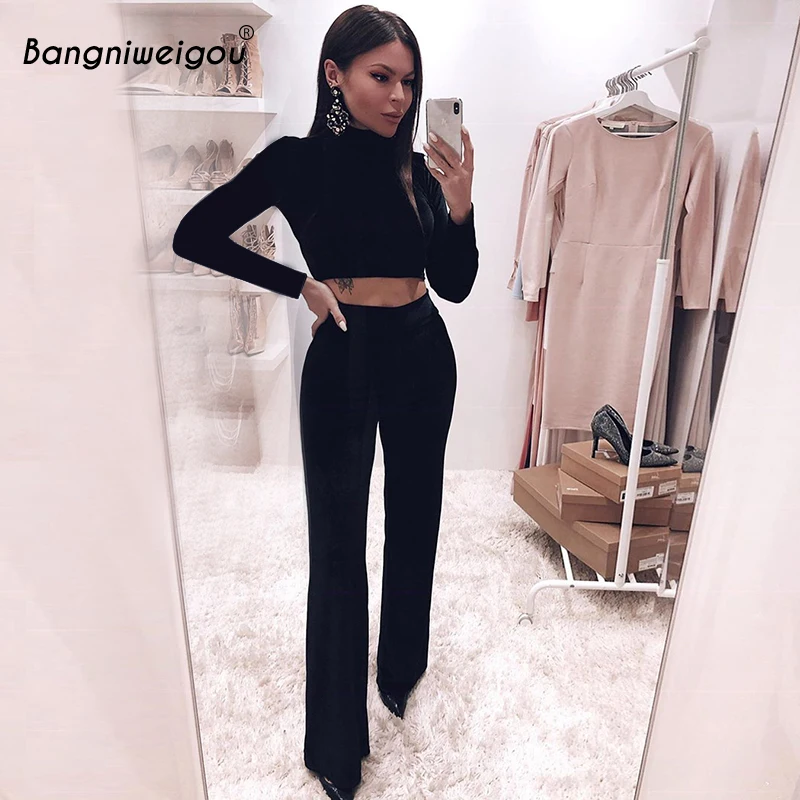 Бархатные комплекты одежды Bangniweigou из двух предметов женский осенне зимний