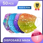 Одноразовая медицинская маска, хирургическая 3-слойная маска для лица с фильтром мелтблаун для взрослых, 50шт., маска в ассортименте