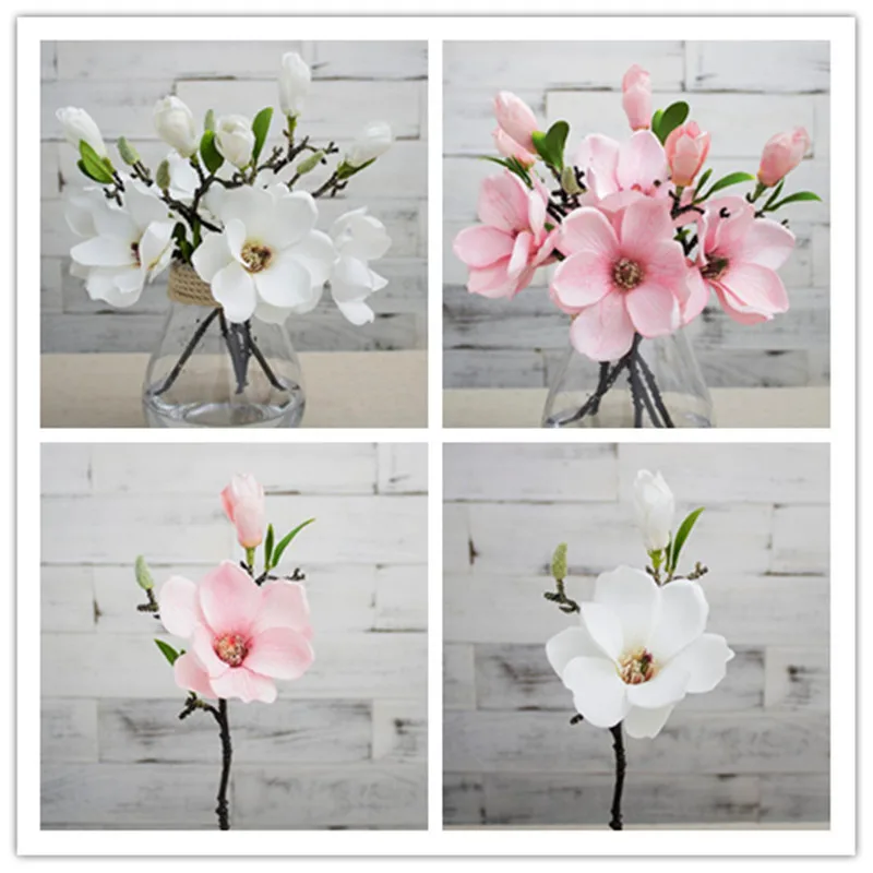 6 шт поддельная Магнолия короткой ножке в форме 14 &quotШелковые магнолии белого