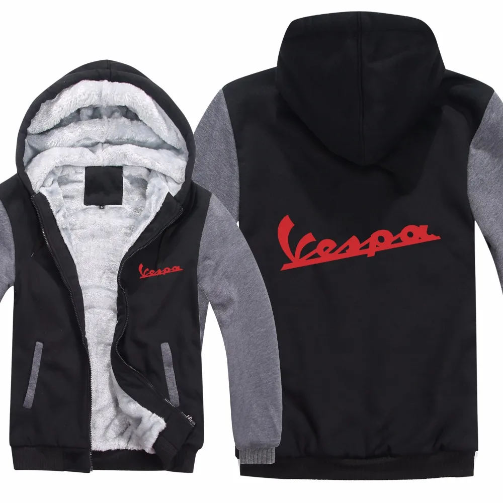 Vespa толстовки куртка зимняя мужская повседневная шерстяная подкладка флисовая Vespa скутер толстовки пуловер с капюшоном
