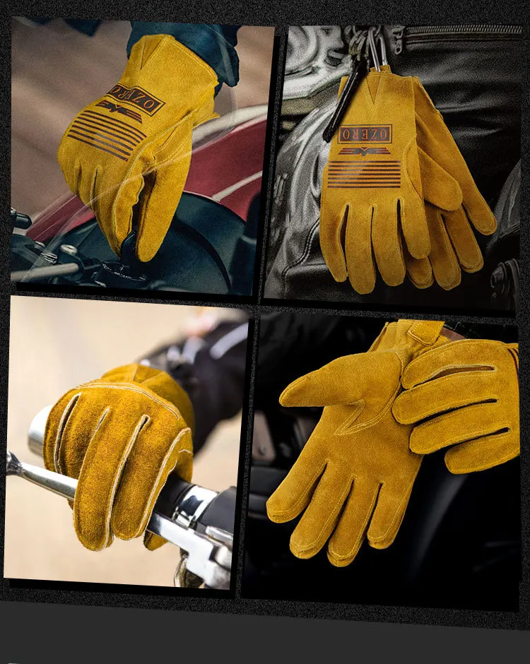 Мотоциклетные Перчатки из воловьей кожи для мужчин и женщин Нескользящие