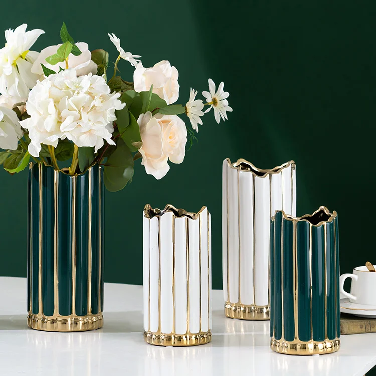 

Nordic Style Ceramic Vase Cylinder Geometry White Luxury Glamour Vase Personality Exquisite Vaso De Planta Room Decor EI50VA