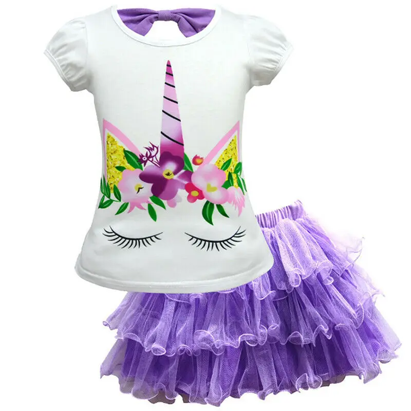 

Toddlers Unicorn Printed Tutu Skirt Baby Kids Girls Birthday Party Dress Outfits