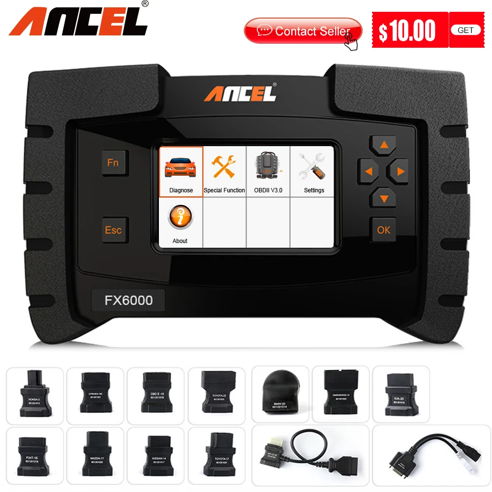 Автомобильный сканер Ancel FX6000 OBD2 диагностический для всех систем с подушками