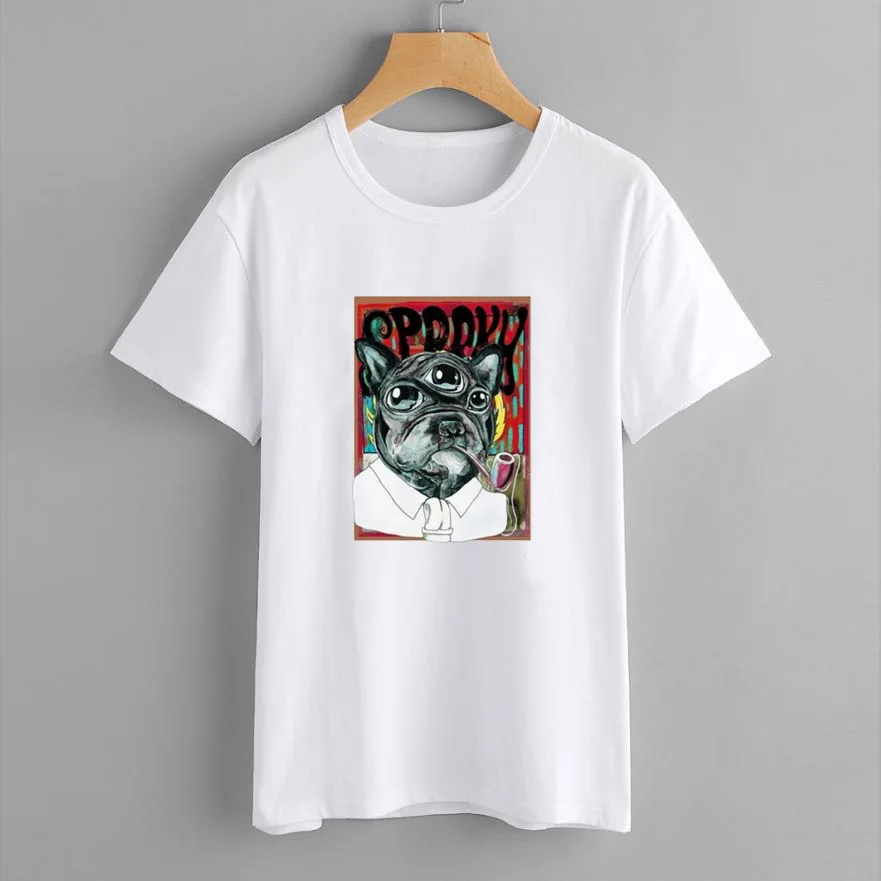 Dachshund Pug Teckel забавная футболка Женская Harajuku Милая французская бульдог Франция