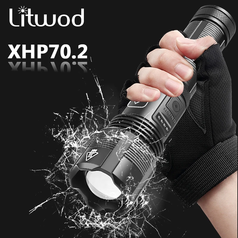 

500000LM XHP70.2 Tactical Hunting Led Flashlight Power by 18650 AAA Battery Usb Rechargeable Torch Zoomable XHP50.2 Lantern