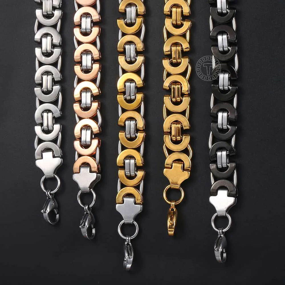 Мужская цепочка из нержавеющей стали черная Золотая серебряная 11 мм|Цепочки| |