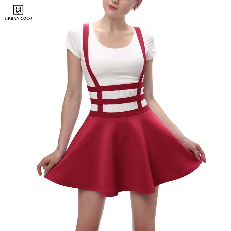 Женская однотонная плиссированная короткая юбка на подтяжках с эластичной