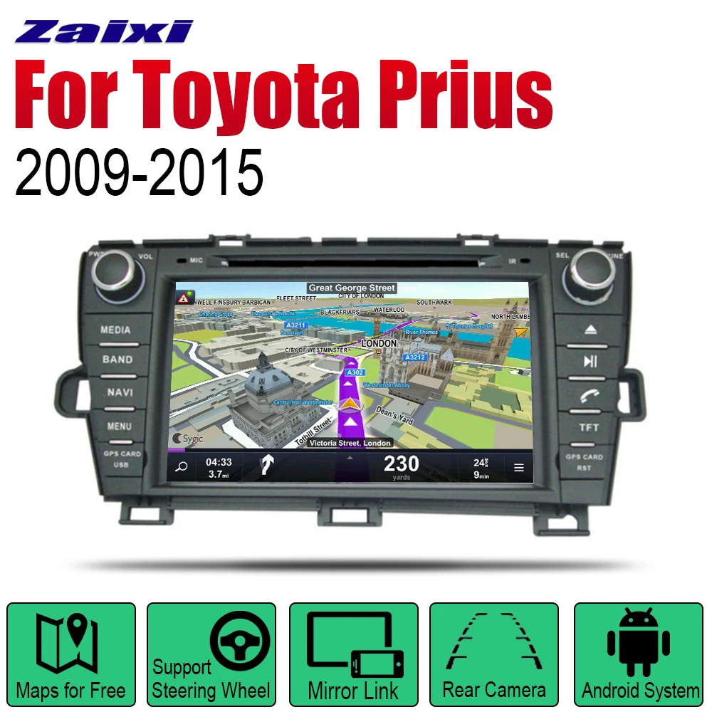 ZaiXi Android автомобильный DVD GPS навигатор для Toyota Prius 2009 ~ 2015 проигрыватель навигация