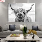 Алмазная Вышивка Животных черно-белое искусство, корова полная квадратная круглая дрель алмазная живопись diy Алмазная мозаика украшение для дома