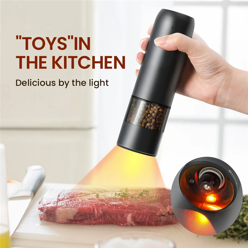 Electric Automatic Mill Pepper And Salt Grinder USB Charging Spice With LED Light Adjustable Coarseness | Дом и сад
