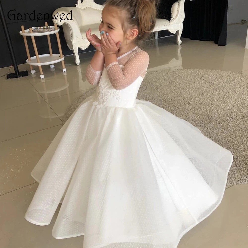 

Ivory Lace Flower Girl Dresses White Tulle Appliques Celebrity Dress Aline Girl Communion Dresses платья знаменитостей New Year