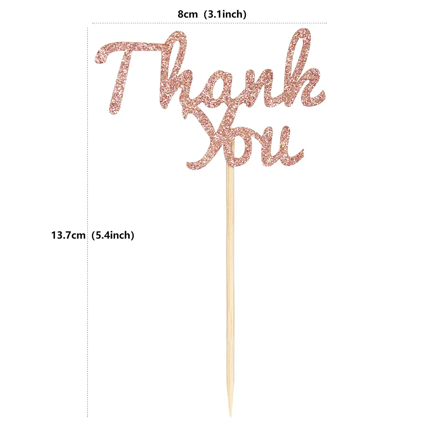 

60pcs Rose Gold Glitter Thank You Cupcake Topper Picks for Birthday Anniversary Thanksgiving Day Wedding Bridal Party Decoration