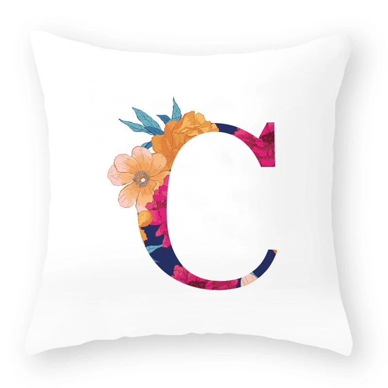 

1pcs Simple Flower English Letter Alphabet Cushion Cover Polyester Throw Pillowcase Sofa Home Decorative Pillow Covers 40863
