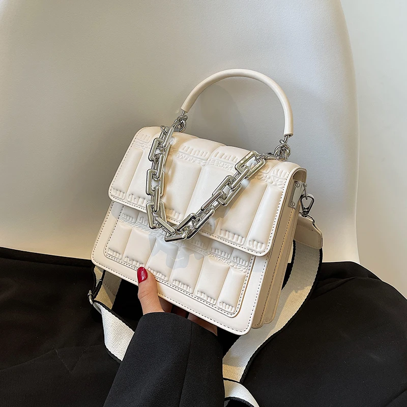 

Stone Pattern Small PU Leather Crossbody Totes for Women 2021 Summer Fashion Branded Luxury Chain Shoulder Bag Handbags