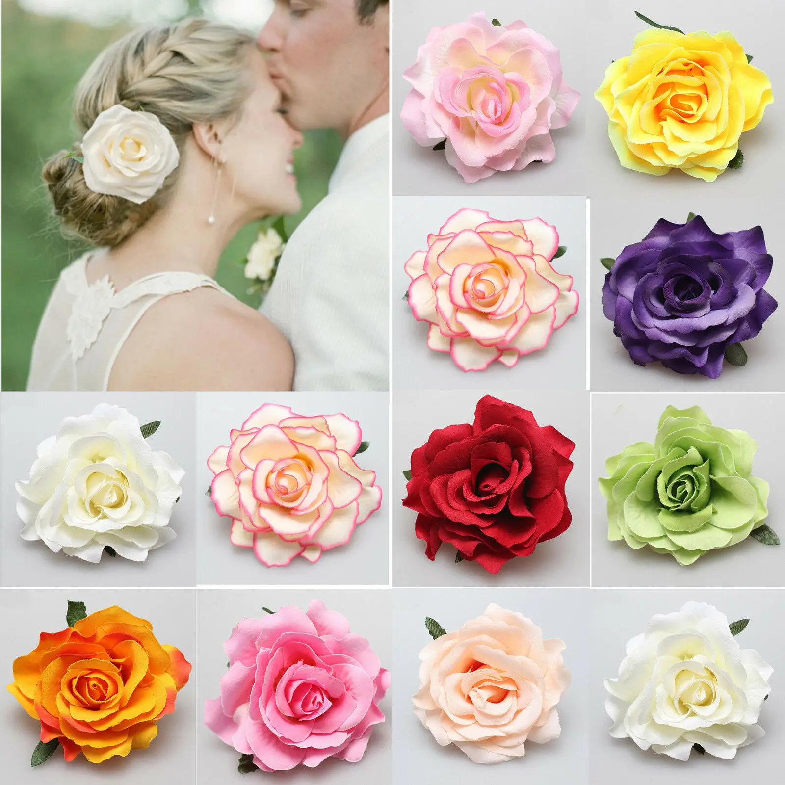 

Rose Flower Bridal Hair Clip Hairpin Brooch Wedding Bridesmaid Party Accessories