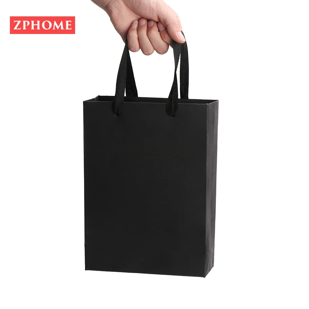 1 шт крафт бумажный подарочный пакет с ручкой черный свадебный подарок на день