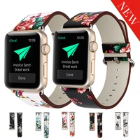 fresh leather loop for apple watch band 38mm 42mm 40mm 44mm flower watchband for iwatch 4 3 2 1 strap series 5 6 se