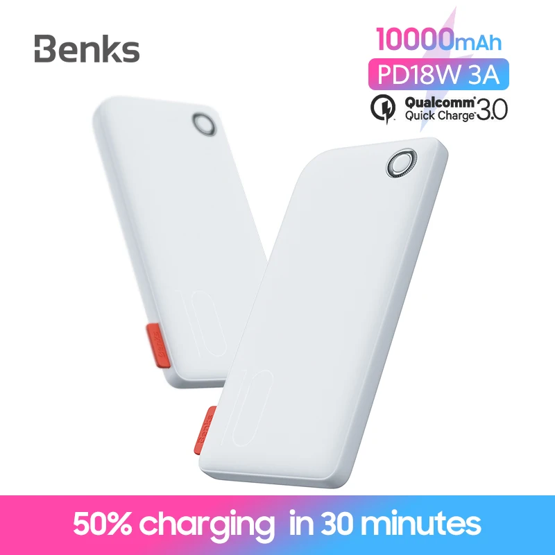 Benks PB11 PD18W 10000mAh банк питания для iPhone Xs Max Быстрая зарядка 3 0 USB C мобильный телефон
