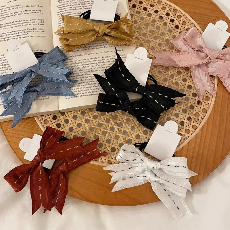 

2pcs Cute Bowknot Elastic Hair Bands Candy Color Girls Hair Rope Cute Ponytail Holder Bow Hair Ties Children Hair Scrunchies