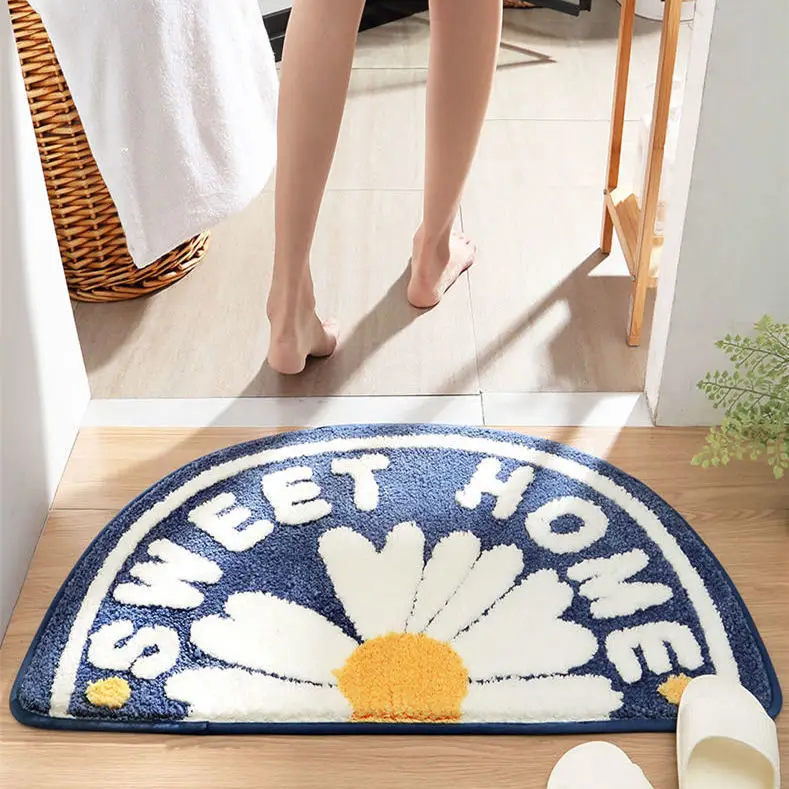 

Semicircular Daisy Print Carpet Carpet Living Room Rug Bath Mat Non-Slip Entrance Door Mat Home Decor Bedroom Carpet Kitchen Mat