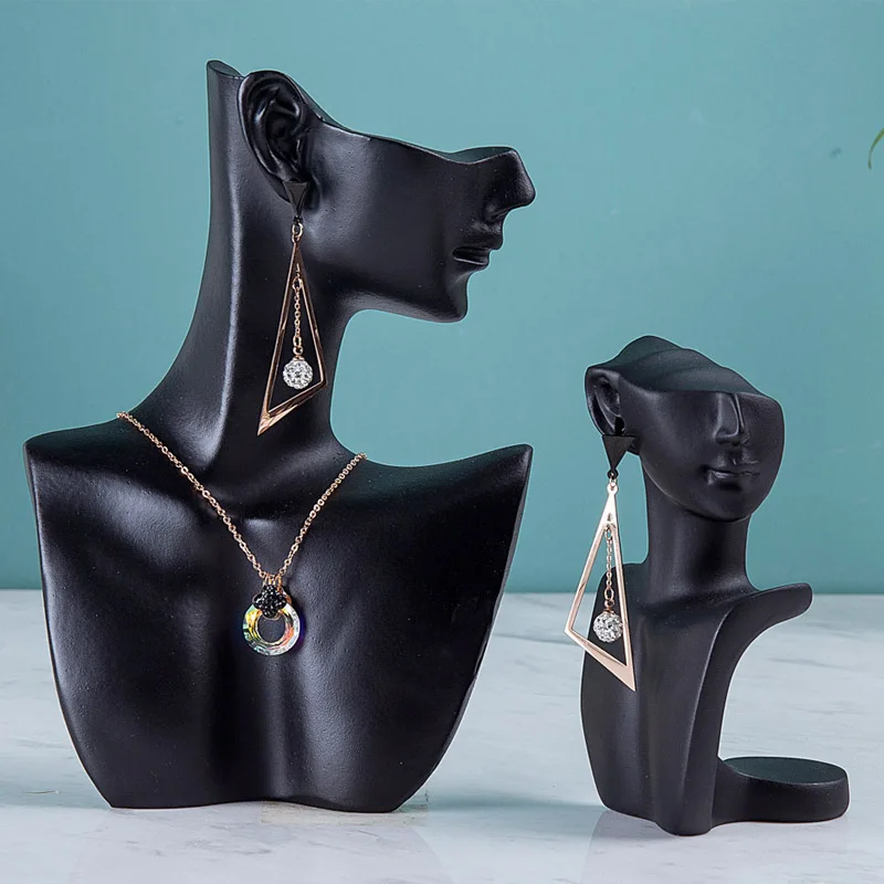 

Resin Mannequin Bust For Women Necklace Display Rack Pendant Earring Stand Holder Show Decorate Jewelry Exhibition Shelf Props