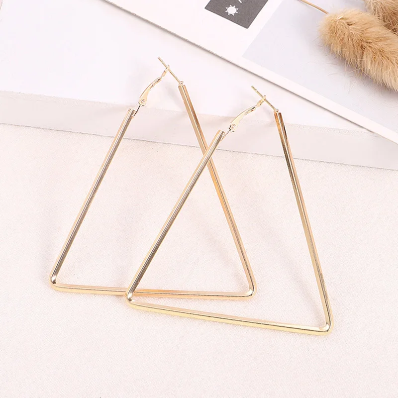 Серьги-кольца большие геометрические Серебристые/золотистые 4 шт. | Украшения и