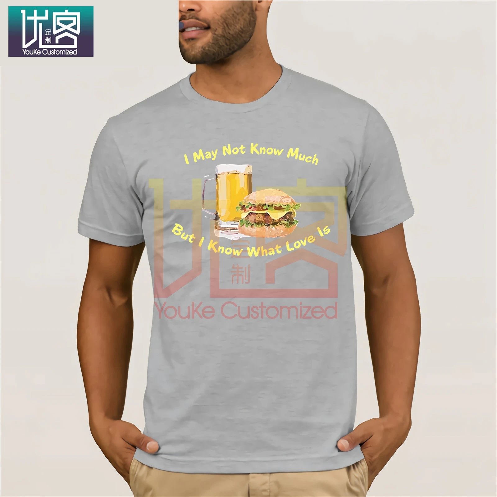 GILDAN men shirt Beer and Burgers T-shirt - BEER BOTTLE AND HAMBURGER Men's Short Sleeve T-Shirt Streetwear tees | Футболки и поло