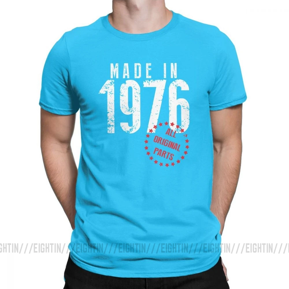 Сделано в 1976, все оригинальные детали, новинка, футболка для дня рождения, мужская одежда с коротким рукавом, обычные футболки, хлопковая Футболка с круглым вырезом - Цвет: Medium Blue