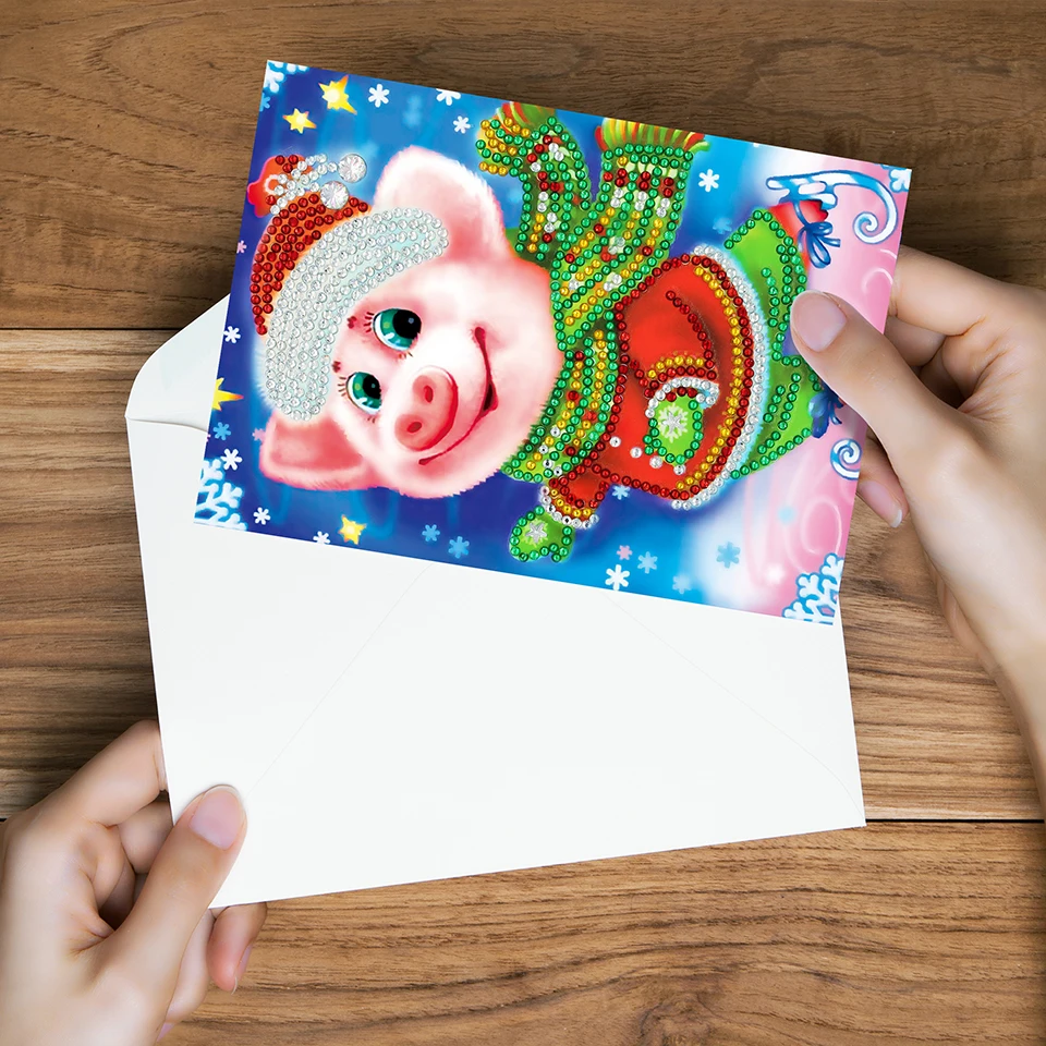 New Arrival Christmas Diamond Painting Cards Embroidery Cute Cartoon Animal Greeting Postcards Mosaic Art Kits | Дом и сад